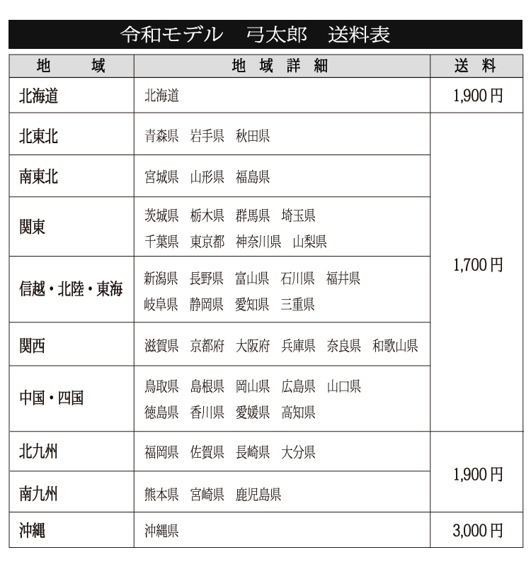 弓太郎送料表