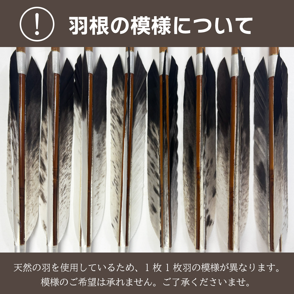 竹矢 犬鷲尾羽 羽根の模様注意書き