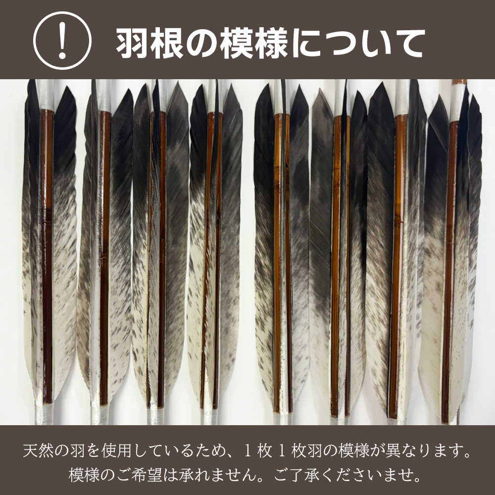 竹矢 犬鷲手羽 羽根の模様注意書き