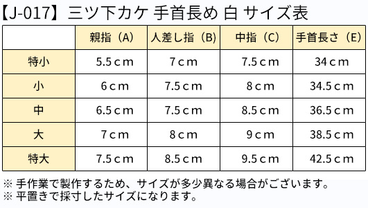 三つ下カケ長めサイズ