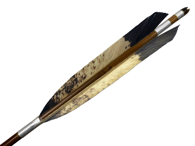 竹矢 黒尾羽　特選プリント粕尾2柄　4本組 弓力15kg前後竹 竹製 既製品【M-067】